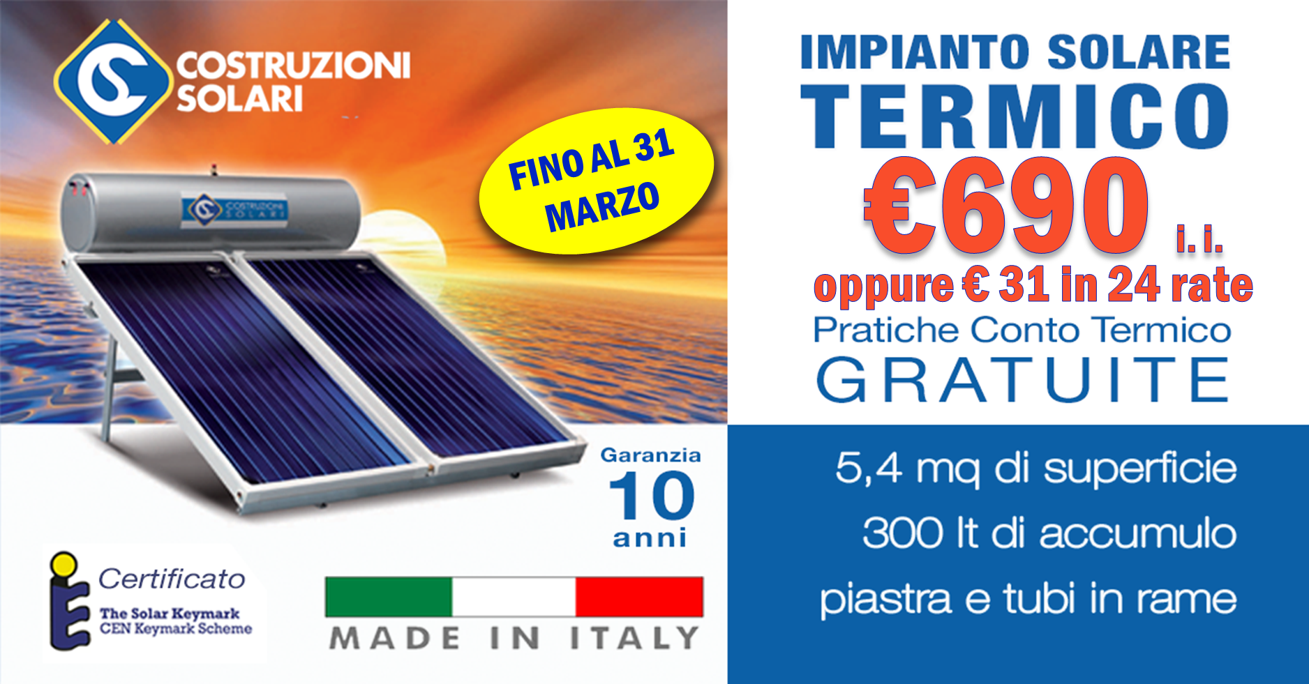 Impianto Solare A Soli 690 Offerta Sistema A Circolazione Naturale 100 Made In Italy